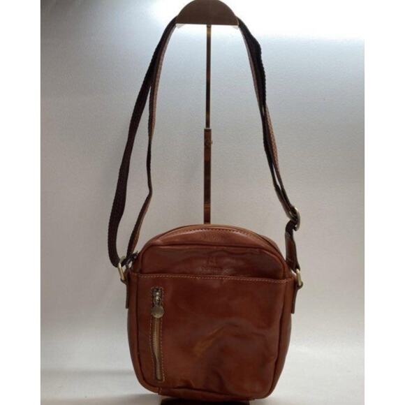 DEL BORGO ITALIAN LEATHER BROWN CROSSBODY BAG - Picture 3 of 13